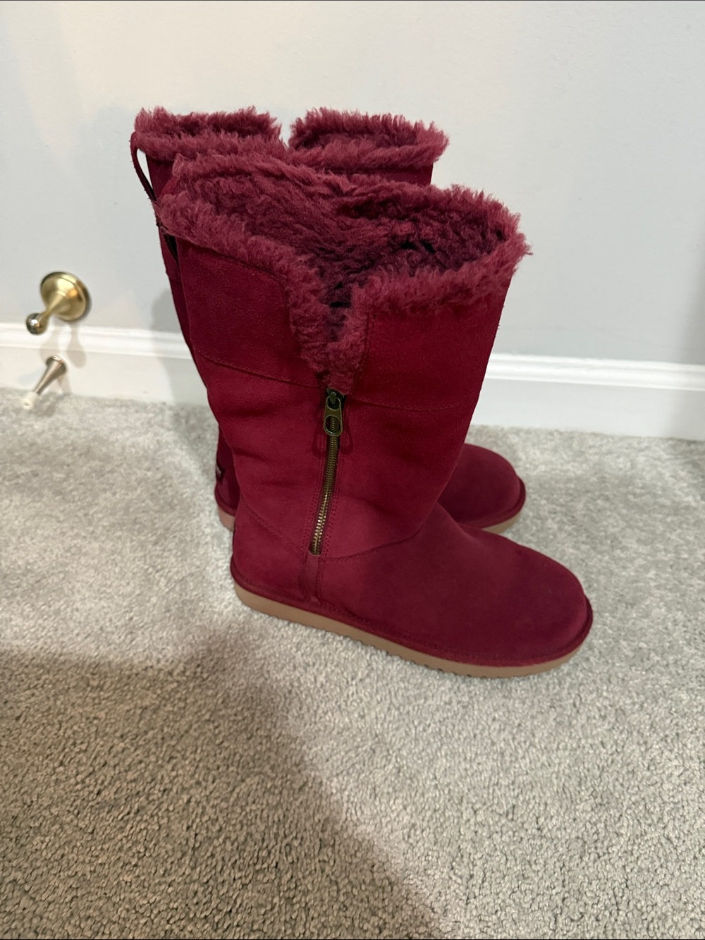 Koolaburra Burgundy Faux Fur Winter Mid-Calf Boots